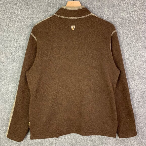 Kuhl Alpaca Fleece Sweater Mens Sz Small Brown Full Zip Outdoors Pockets Casual - Picture 2 of 11